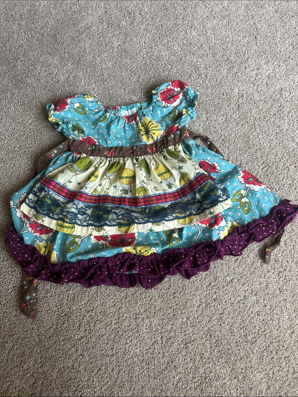 Matilda Jane Turquoise, Yellow & Purple Floral Ruffle Dress paint by numbers